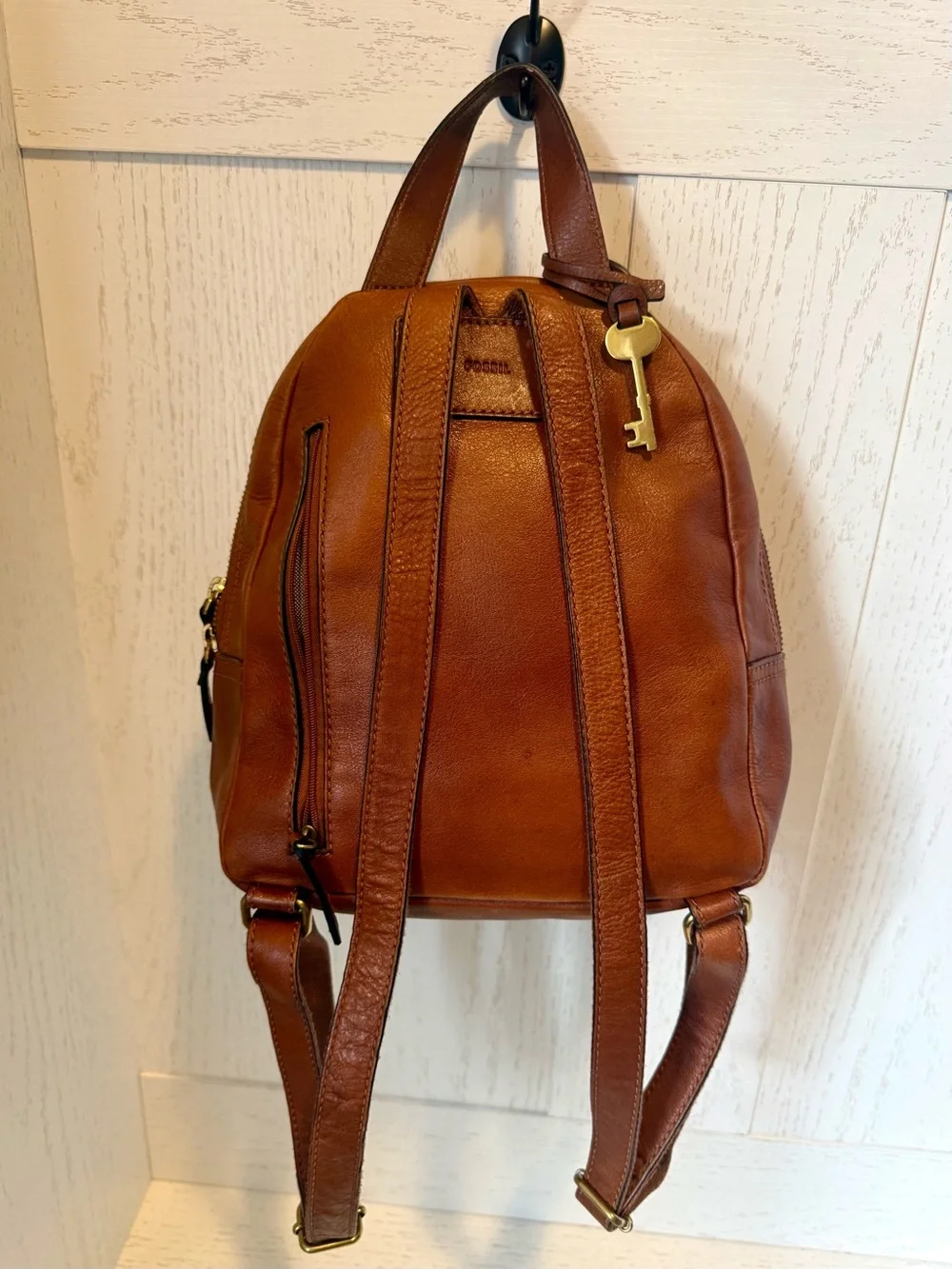 Fossil Cognac Leather Megan Mini Backpack